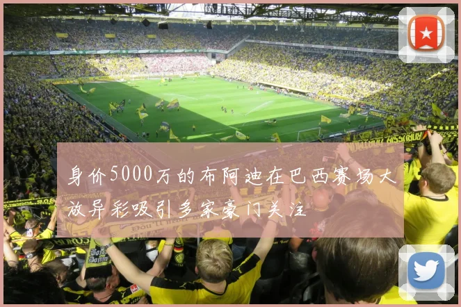 身价5000万的布阿迪在巴西赛场大放异彩吸引多家豪门关注